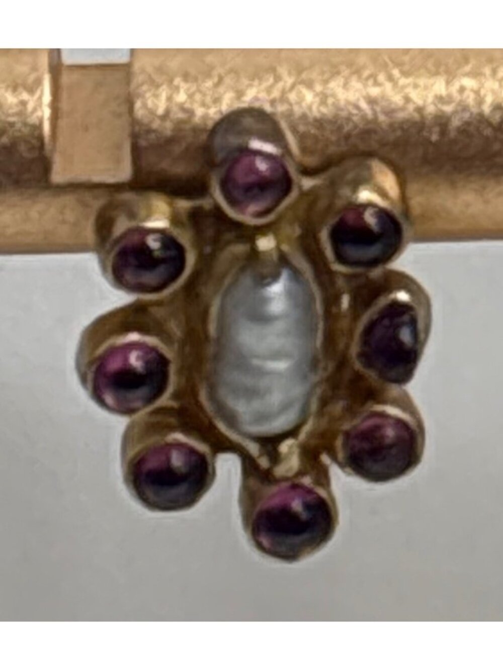 Vintage Stud Earrings Garnet, Pearl, GP Sterling | Dainty, 925, Red Gemstone